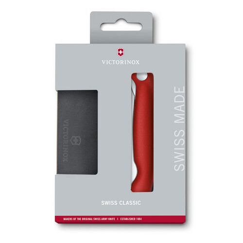 Набор VICTORINOX Swiss Classic: складной нож для овощей и разделочная доска, красная рукоять