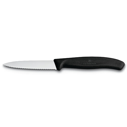 Нож для овощей VICTORINOX SwissClassic, лезвие 8 см с волнистой кромкой, чёрный