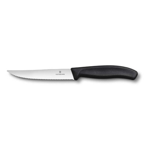 Нож для стейка и пиццы VICTORINOX SwissClassic "Gourmet", 12 см, с волнистой кромкой, чёрный