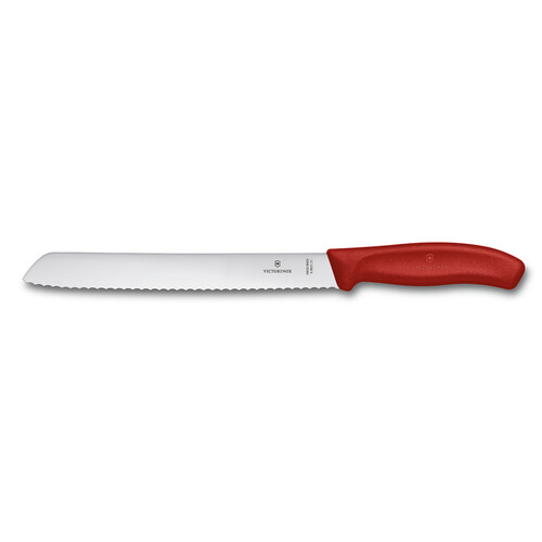 Нож для хлеба VICTORINOX SwissClassic, лезвие 21 см с волнистой заточкой, красный, в блистере