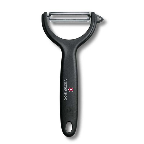 Нож для чистки томатов и киви VICTORINOX, двусторонее зубчатое лезвие, чёрная рукоять