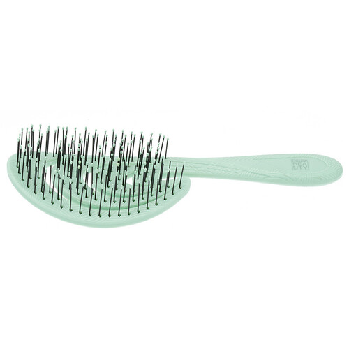 Щетка Dewal Beauty серия "Ocean wave", продувная, с нейлоновым штифтом, форма волна, зеленая