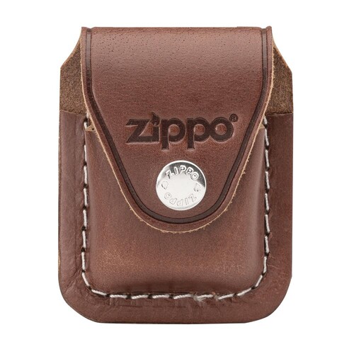 Чехол Zippo для зажигалки, кожа, с металлическим фиксатором на ремень, коричневый, 57х30x75 мм