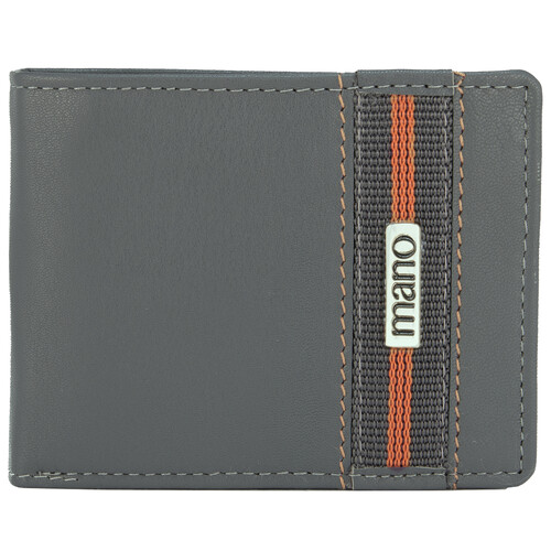 Бумажник Mano "Don Leonardo", с RFID защитой, натуральная кожа в сером цвете, 10,5 х 2 х 8,5 см