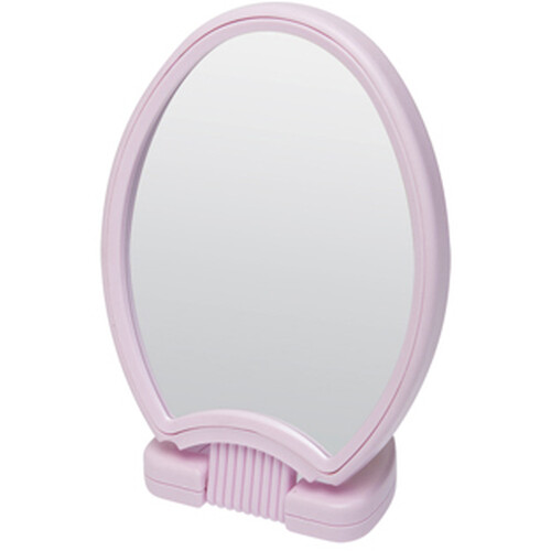 Зеркало Dewal Beauty настольное, в розовой оправе, на пластиковой подставке, 26*14.5 см.