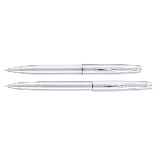 Набор Pierre Cardin коллекция «ПАРА | PEN&PEN» : ручка шариковая + роллер. Цвет - стальной. Упаковка Е.