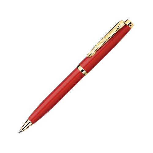 Ручка шариковая Pierre Cardin коллекция «ГАММА КЛАССИКА (GAMME CLASSIC)». Корпус - латунь с лакированным покрытием. Отделка и детали дизайна - сталь с позолотой. Цвет - красный. Упаковка E.