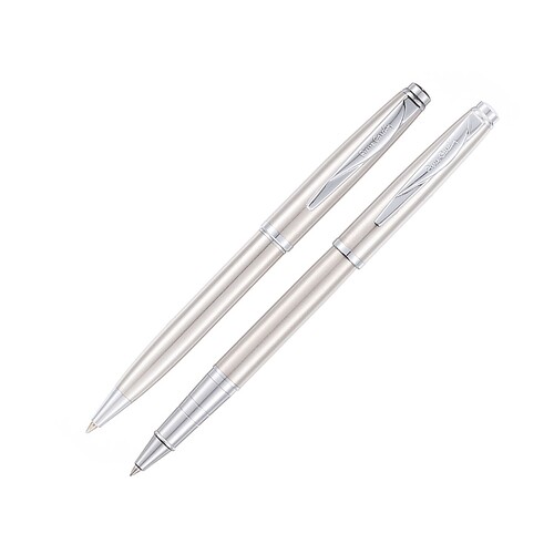 Набор Pierre Cardin PEN&PEN: ручка шариковая + роллер. Цвет - серебристый. Упаковка Е.