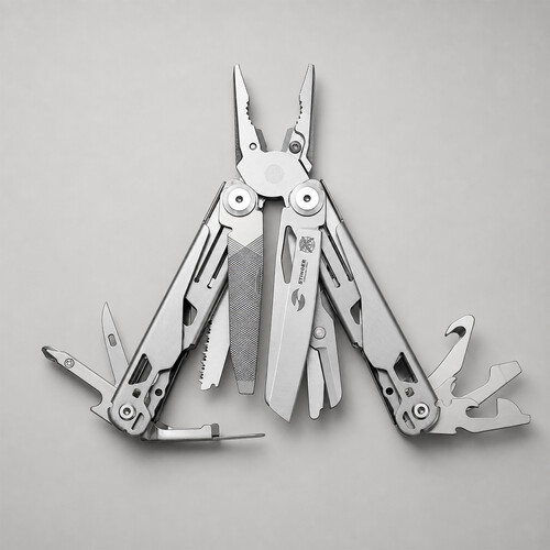 Мультитул Stinger, 107 х 40 мм, 20 функций, нержавеющая сталь, серебристый, в комплекте нейлоновый чехол, в картонной коробке
