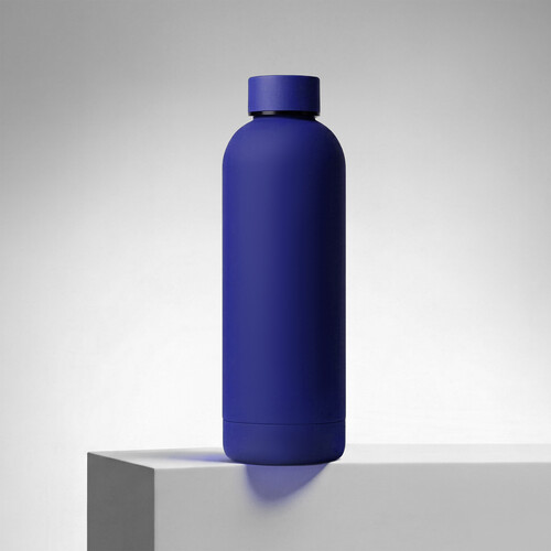 Вакуумная термобутылка "Cask" Waterline, soft touch, 500 мл, синий