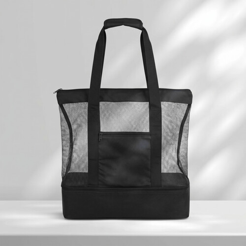 Сумка для шопинга и пляжа «Coolmesh» с изотермическим отделением внизу, черный