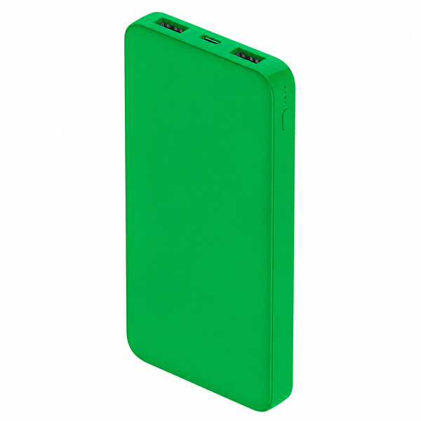Внешний аккумулятор Polus, 10000 Mah, софт-тач покрытие, зеленый