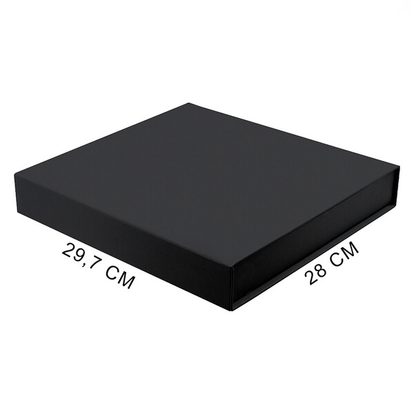 Подарочная коробка, размер 29,7*28,0*4,5 см, Solution Prestige Magnum Linen с магнитным клапаном, черная, с ложементом из поролона