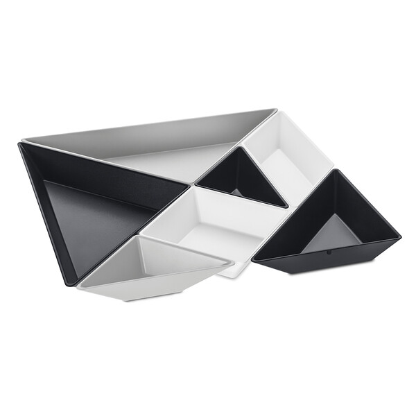 Менажница tangram ready, черно-бело-серая