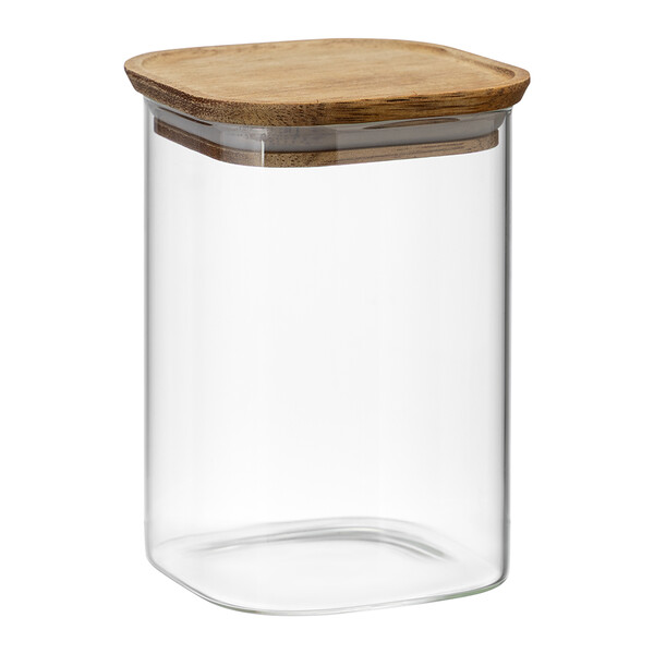 Банка для хранения квадратная glass acacia, 1,1 л