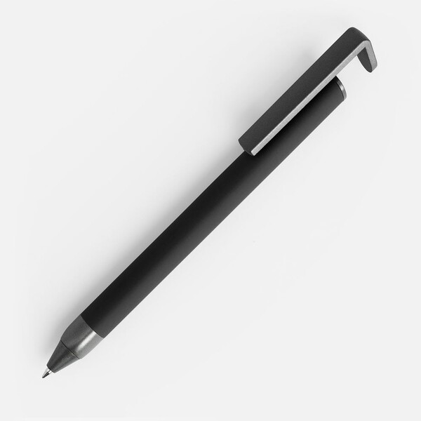 Ручка шариковая Standic с подставкой для телефона, черная
