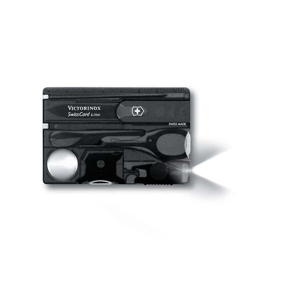 Швейцарская карточка VICTORINOX SwissCard Lite, 13 функций, полупрозрачная чёрная