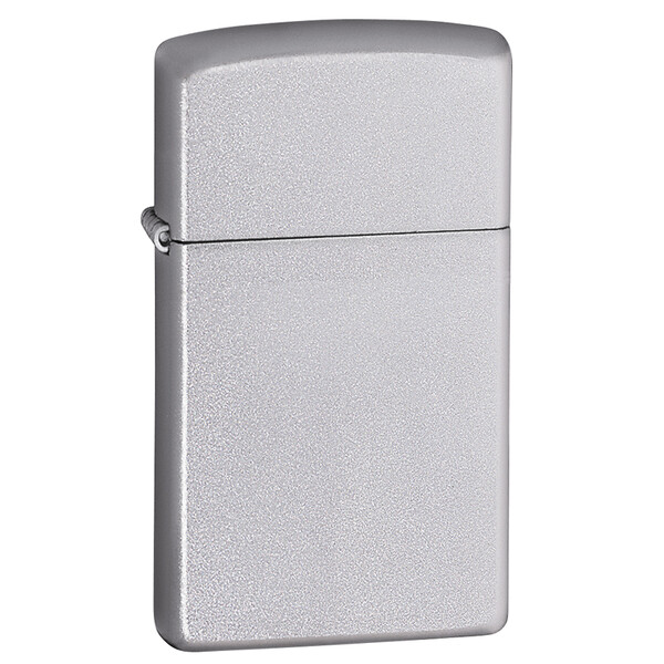 Зажигалка ZIPPO узкая с покрытием сатинированный хром | Slim® Satin Chrome, латунь/сталь, серебристая, матовая, 29x10x60 мм