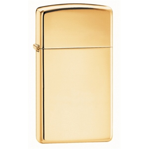 Зажигалка ZIPPO узкая с покрытием глянцевая латунь | Slim® High Polish Brass, латунь/сталь, золотистая, 29x10x60 мм