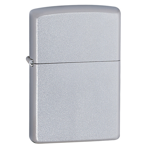 Зажигалка ZIPPO классическая с покрытием сатинированный хром | Classic Satin Chrome, латунь/сталь, серебристая, матовая, 38x13x57мм