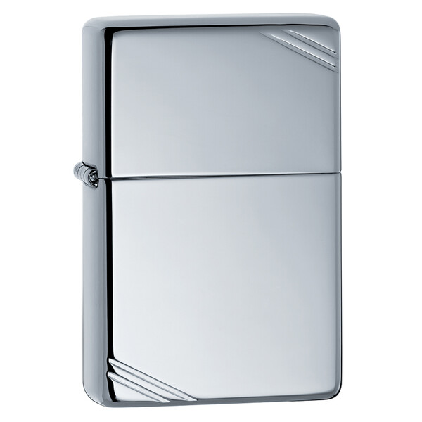 Зажигалка ZIPPO Винтажная 1937 с полосками с покрытием Глянцевый хром | Vintage™Series 1937 High Polish Chrome, латунь/сталь, серебристая, 38x13x57 мм