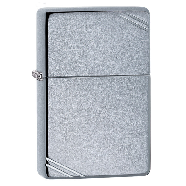 Зажигалка ZIPPO Винтажная с покрытием поцарапанный хром | Vintage Street Chrome, латунь/сталь, серебристая, матовая, 38x13x57 мм