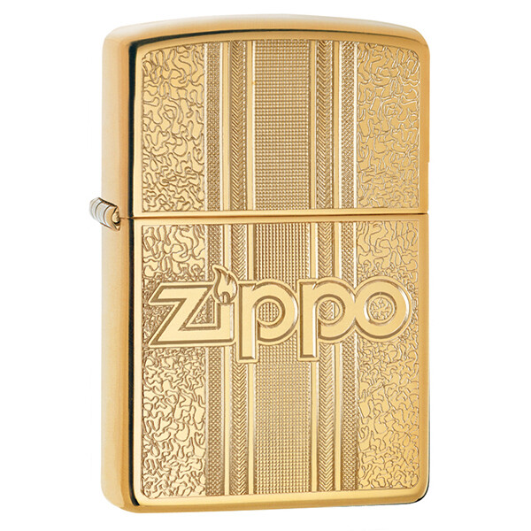 Зажигалка ZIPPO Графический узор с покрытием Глянцевая латунь | Pattern Design High Polish Brass, латунь/сталь, золотистая, 38x13x57 мм