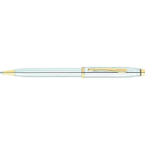 Шариковая ручка CROSS коллекция «ВЕЧНАЯ КЛАССИКА 2.0 | CENTURY CLASSIC II». Цвет - серебристый с золотистой отделкой.