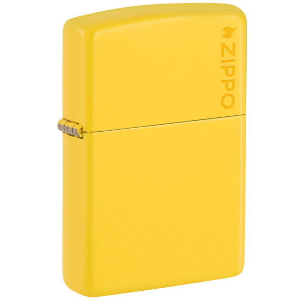 Зажигалка ZIPPO Логотип с покрытием цвета подсолнуха | Logo Sunflower, латунь/сталь, желтая, глянцевая, 38x13x57 мм