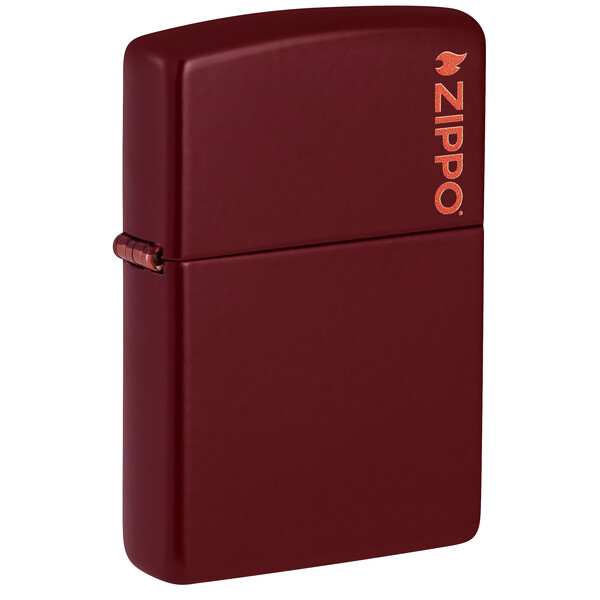 Зажигалка ZIPPO Логотип с покрытием мерло | Logo Merlot, латунь/сталь, бордовая, глянцевая, 38x13x57 мм
