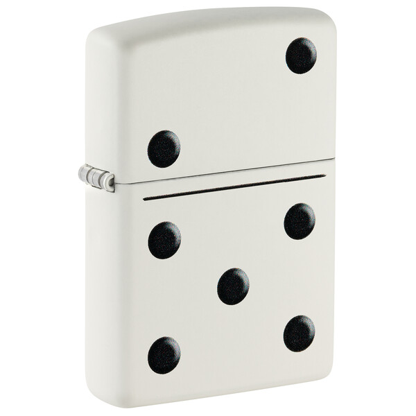 Зажигалка ZIPPO Домино с белым матовым покрытием | Domino Design White Matte, латунь/сталь, белая, матовая, 38x13x57 мм