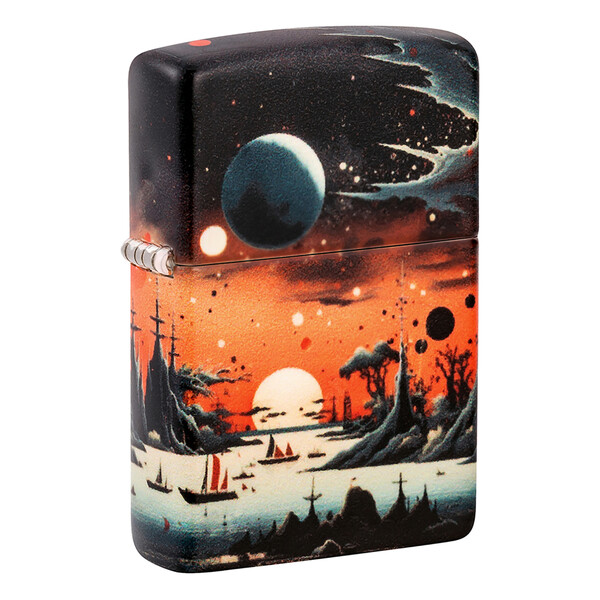 Зажигалка ZIPPO Галактический пейзаж с матовым покрытием на 540 | Galactic Landscape Design 540 Matte, латунь/сталь, разноцветная, матовая, 38x13x57мм