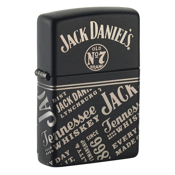 Зажигалка ZIPPO Джек Дэниэлс с черным матовым покрытием | Jack Daniel's Black Matte, латунь/сталь, разноцветная, 38x13x57 мм