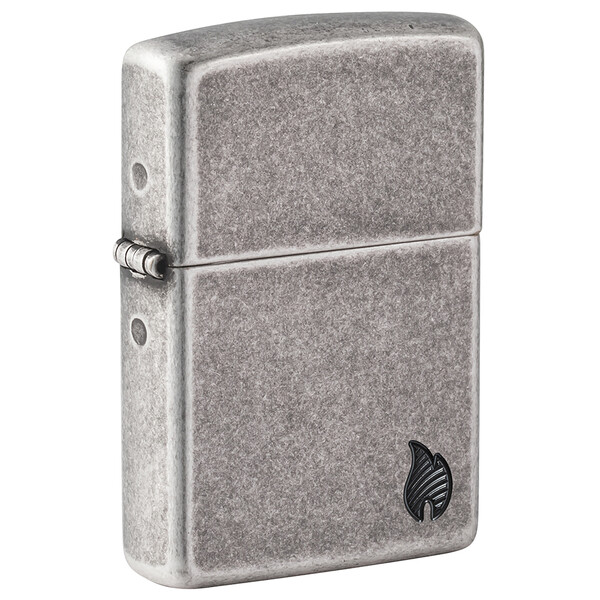 Зажигалка ZIPPO Armor® Пламя c античным серебристым покрытием | Flame Antique Silver, латунь/сталь, серебристая, 38x13x57 мм