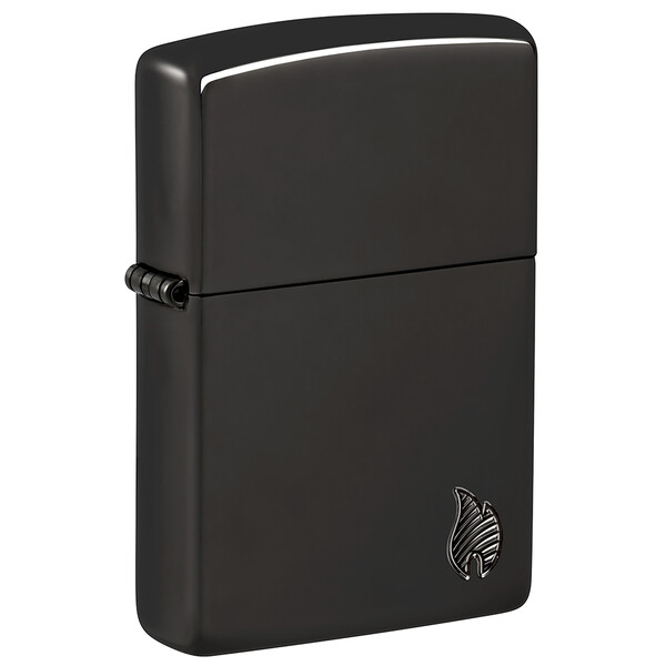 Зажигалка ZIPPO Armor® Пламя c глянцевым черным покрытием | Flame High Polish Black, латунь/сталь, черная, 38x13x57 мм