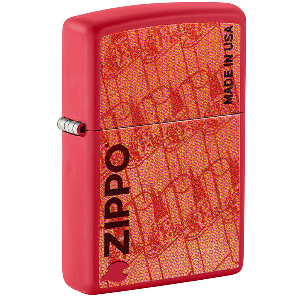 Зажигалка ZIPPO Сделано в США с красным матовым покрытием | Made in USA Design Red Matte, латунь/сталь, красная, 38x13x57 мм