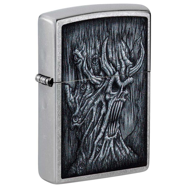 Зажигалка ZIPPO Дерево зла с покрытием поцарапанный хром | Evil Tree Street Chrome, латунь/сталь, серебристая, 38x13x57 мм