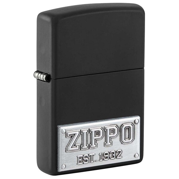 Зажигалка ZIPPO Номерной знак с черным матовым покрытием | License Plate Black Matte, латунь/сталь, черная, 38x13x57 мм
