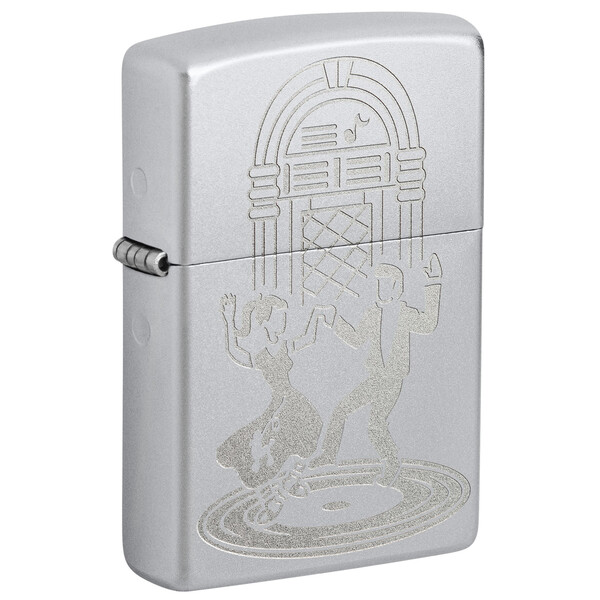 Зажигалка ZIPPO Старомодный танец с покрытием сатинированный хром | Vintage Dance Satin Chrome, латунь/сталь, серебристая, 38x13x57 мм