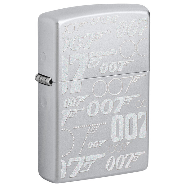Зажигалка ZIPPO Джеймс Бонд с покрытием сатинированный хром | James Bond™ Satin Chrome, латунь/сталь, серебристая, 38x13x57 мм