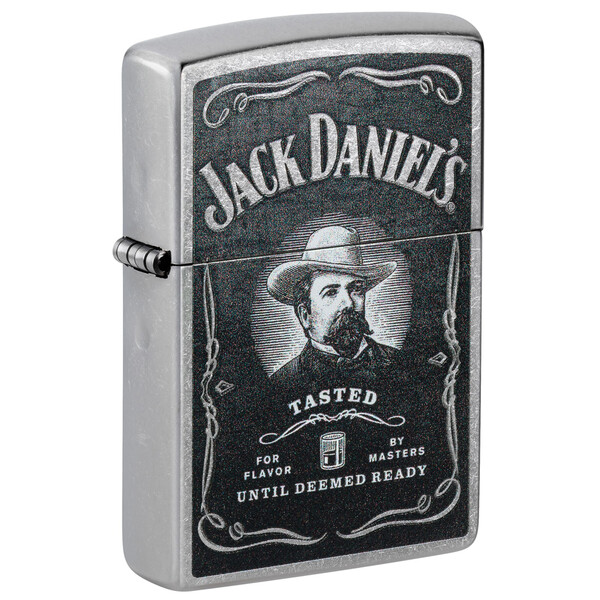 Зажигалка ZIPPO Джек Дэниэлс с покрытием поцарапанный хром | Jack Daniels® Street Chrome, латунь/сталь, серебристая, 38x13x57 мм