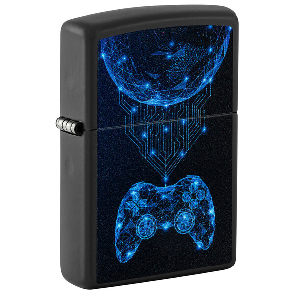 Зажигалка ZIPPO Игровая приставка с черным матовым покрытием | Gaming Black Matte, латунь/сталь, черная, матовая, 38x13x57 мм