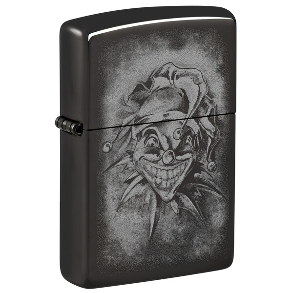 Зажигалка ZIPPO Клоун с черным глянцевым покрытием | Clown High Polish Black, латунь/сталь, черная, глянцевая, 38x13x57 мм