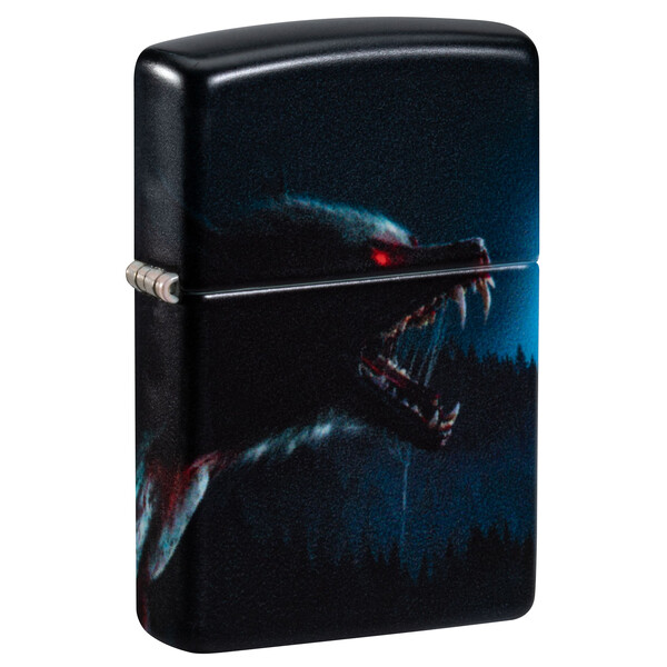Зажигалка ZIPPO Оборотень с матовым покрытием на 540 | Horror Wolf 540 Matte, латунь/сталь, черная, 38x13x57 мм