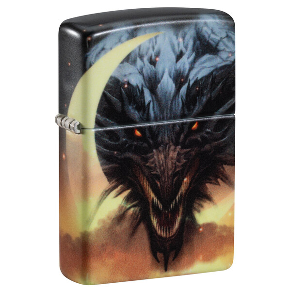 Зажигалка ZIPPO Дракон с покрытием, светящимся в темноте зеленым | Dragon Design Glow In The Dark Green, латунь/сталь, черная, 38x13x57 мм