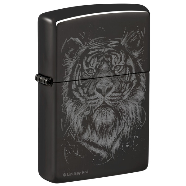 Зажигалка ZIPPO Большая кошка с черным глянцевым покрытием | Big Cat High Polish Black, латунь/сталь, черная, глянцевая, 38x13x57 мм