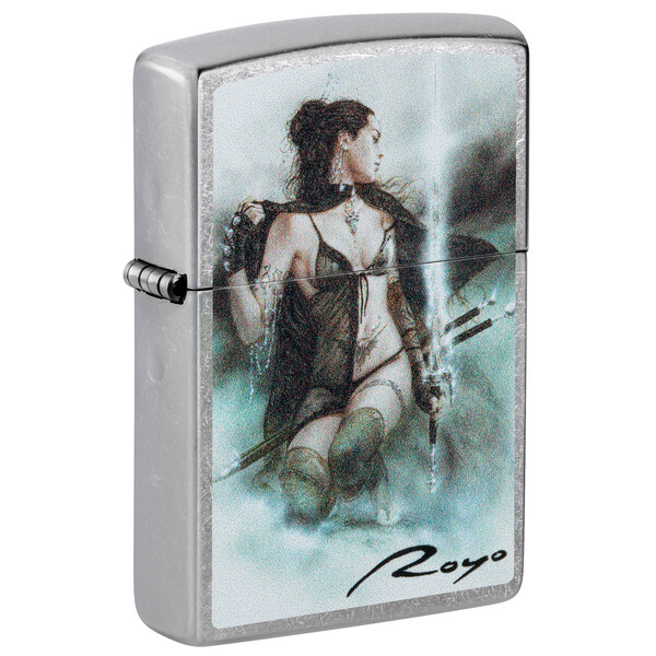 Зажигалка ZIPPO Луис Ройо с покрытием поцарапанный хром | Luis Royo Street Chrome, латунь/сталь, серебристая, 38x13x57 мм