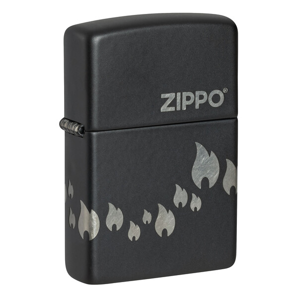 Зажигалка ZIPPO Традиционный дизайн с черным матовым покрытием | Zippo Design Black Matte, латунь/сталь, черная, матовая, 38x13x57 мм