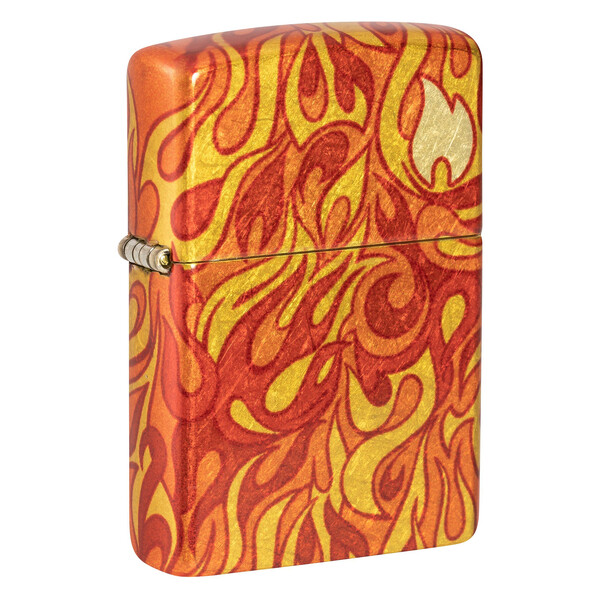 Зажигалка ZIPPO Огонь с покрытием Искусственно состаренная латунь на 540 | Fire 540 Tumbled Brass, латунь/сталь, разноцветная, 38x13x57 мм