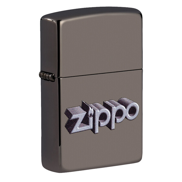 Зажигалка ZIPPO Фирменный дизайн с покрытием черный лед | Zippo Design Black Ice®, латунь/сталь, чёрная, глянцевая, 38x13x57 мм